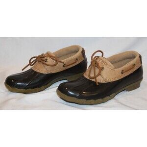 Sperry Wom Saltwater 1-Eye Rain Leather Duck Boots WR TAN BROWN NIB SZ 7.5